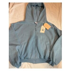 Blogilates Marshmallow Hoodie Light Blue Oversized Zip Up Sweatshirt XS